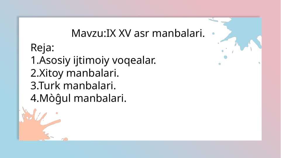 IX XV asr manbalari