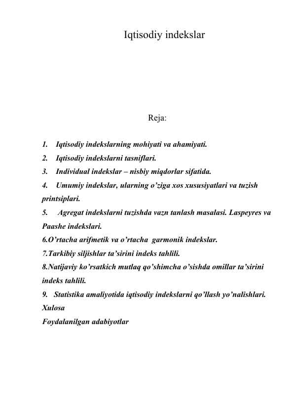 Iqtisodiy indekslar