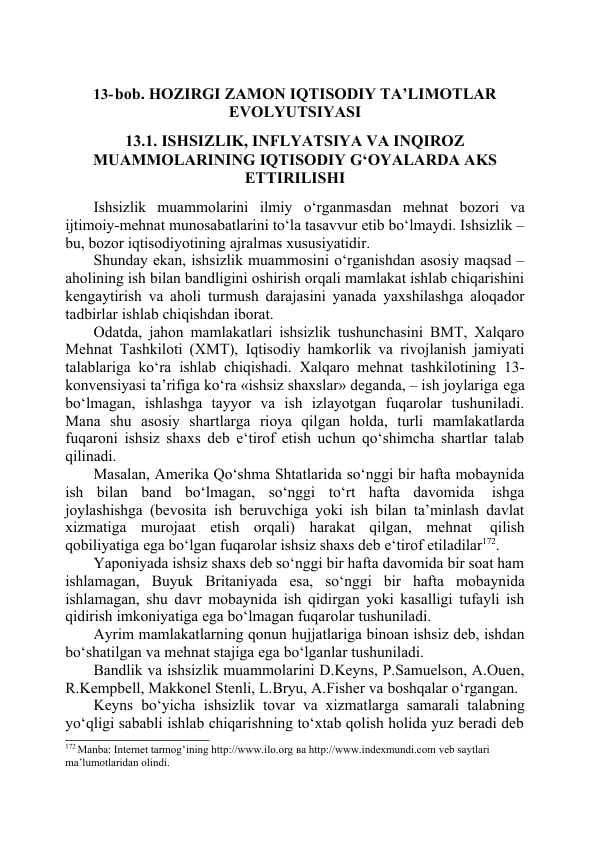 HOZIRGI ZAMON IQTISODIY TA’LIMOTLAR EVOLYUTSIYASI