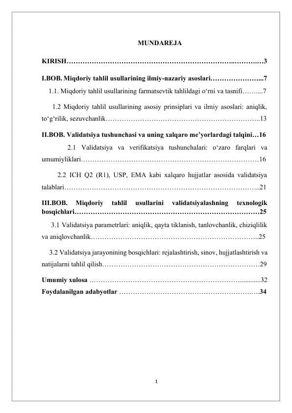 Miqdoriy tahlil usullar validatsiyasi