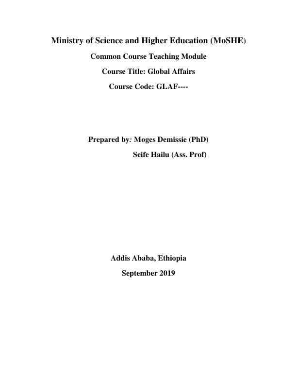 Global Affairs, Global Affairs Module