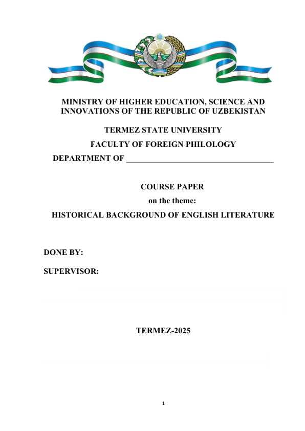 HISTORICAL BACKGROUND OF ENGLISH LITERATURE