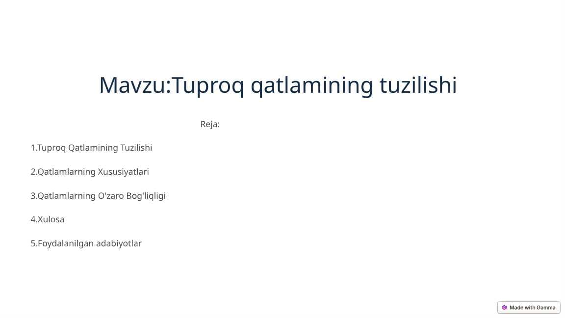 Tuproq qatlamining tuzilishi