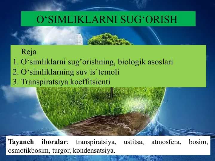 O‘SIMLIKLARNI SUG‘ORISH