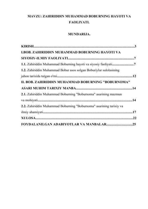 ZAHIRIDDIN MUHAMMAD BOBURNING HAYOTI VA FAOLIYATI..docx