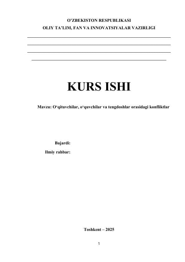 O‘qituvchilar, o‘quvchilar va tengdoshlar orasidagi konfliktlar