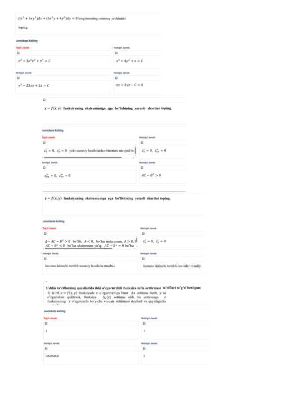 Oliy matematika test