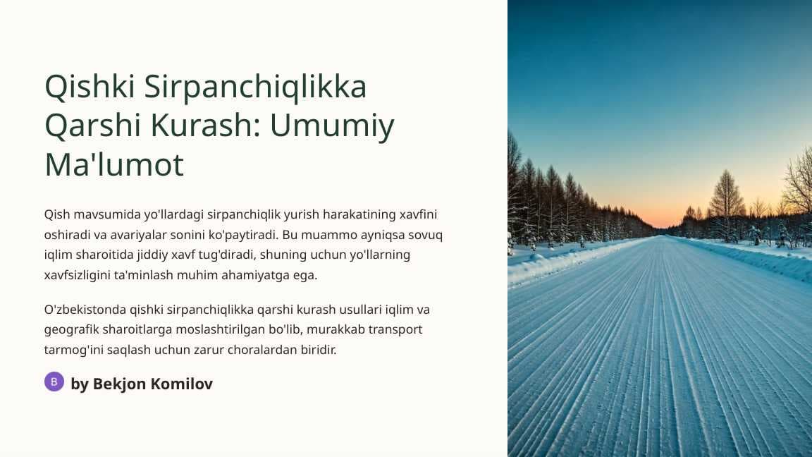 Qishki Sirpanchiqlikka Qarshi Kurash