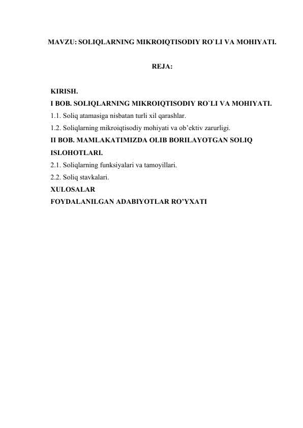 SOLIQLARNING MIKROIQTISODIY RO`LI VA MOHIYATI..docx