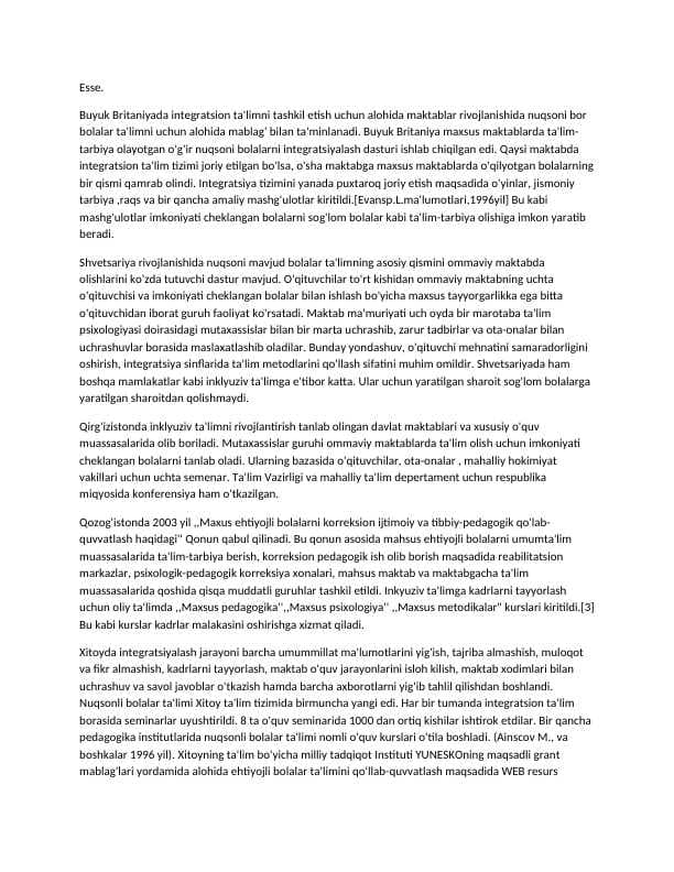 integratsion ta'limni tashkil etish