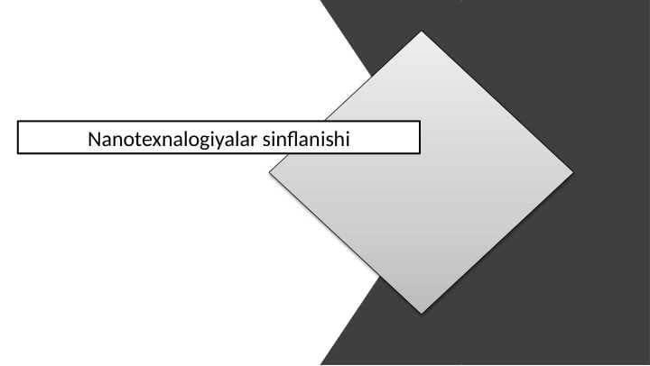 Nanotexnalogiyalar sinflanishi