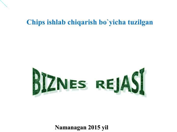 Chips ishlab chiqarish bo`yicha tuzilgan