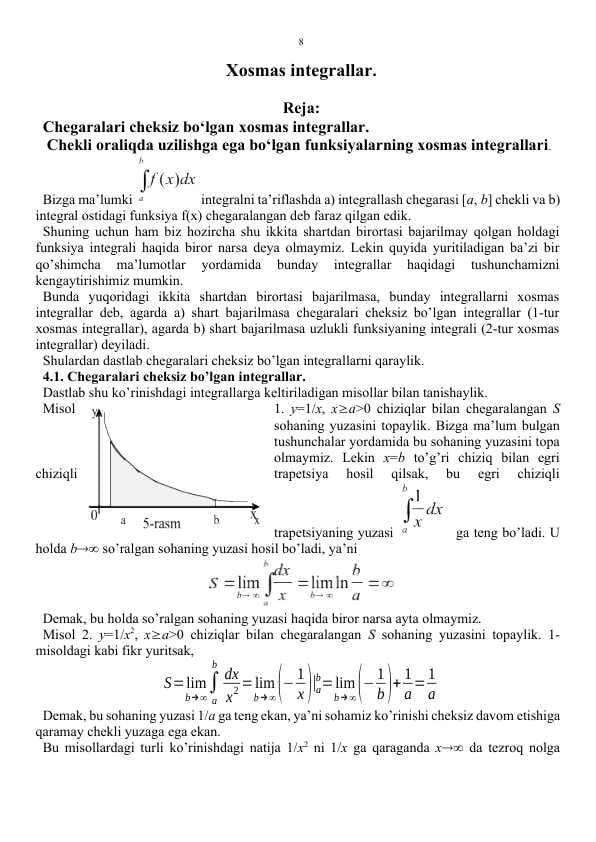 Xosmas integrallar.