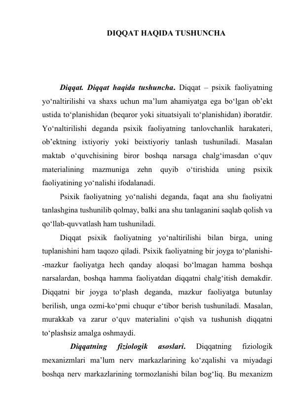 DIQQAT HAQIDA TUSHUNCHA