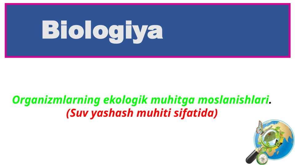Suv yashash muhiti sifatida