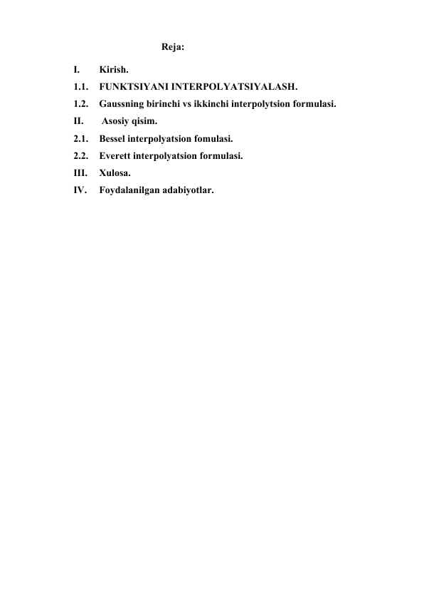 FUNKSIYANI INTERPOLYATSIYALASH KURS ISHI