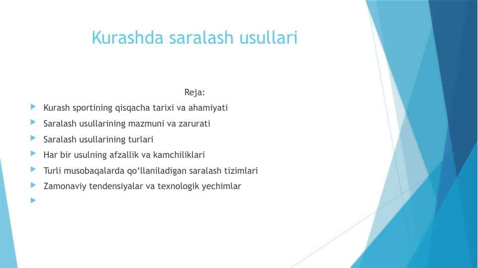 Kurashda saralash usullari