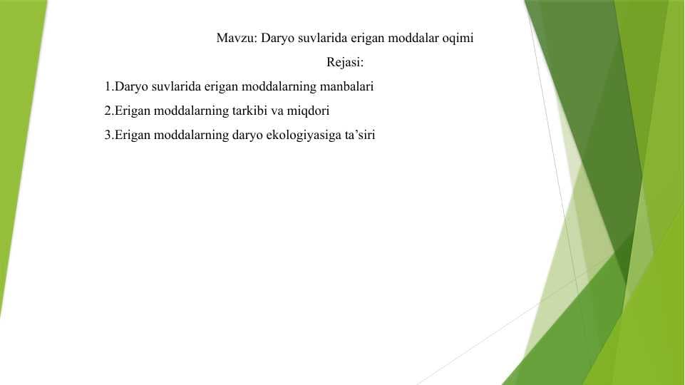 Daryo suvlarida erigan moddalar oqimi
