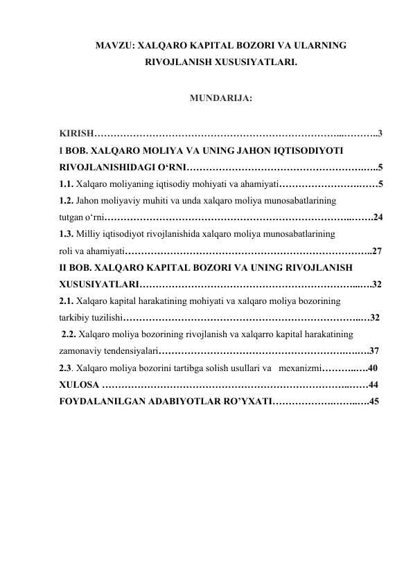 XALQARO KAPITAL BOZORI VA ULARNING.docx