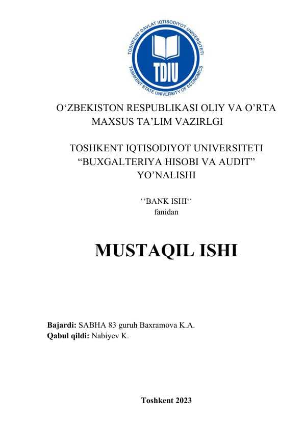 Kredit portfeli va uning diversifikatsiyasi