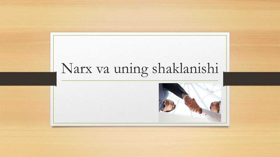 Narx va uning shakllanishi