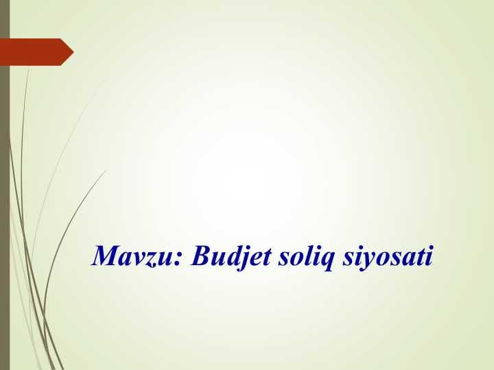 Budjet soliq siyosati