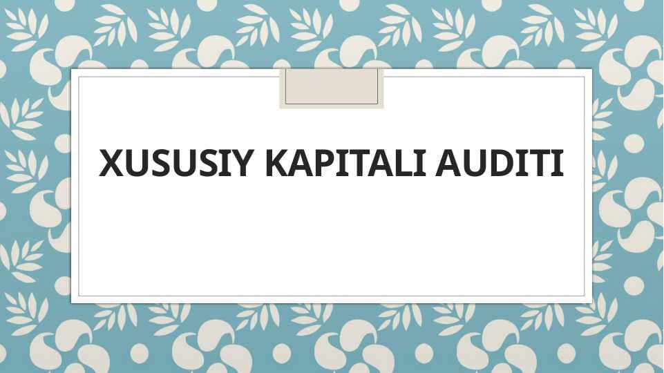 Xususiy kapitali auditi