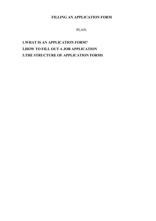 FILLING AN APPLICATION FORM