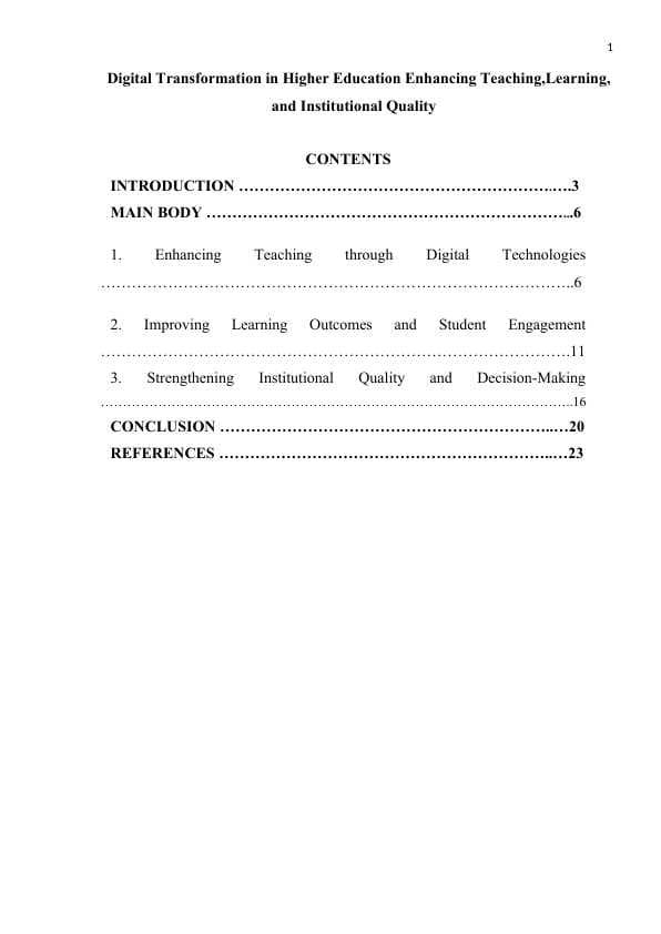 Digital Transformation in Higher Education Enhancing Teaching,Learning, and Institutional Quality