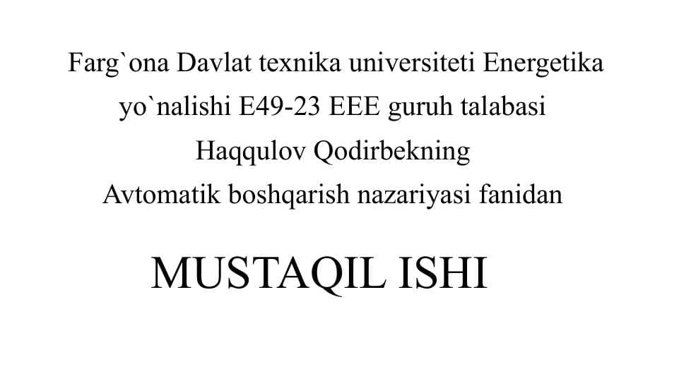 "Avtomatika qurilmalarining qo‘llanish sohalari va turlari"