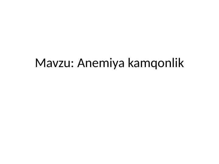 Anemiya kamqonlik