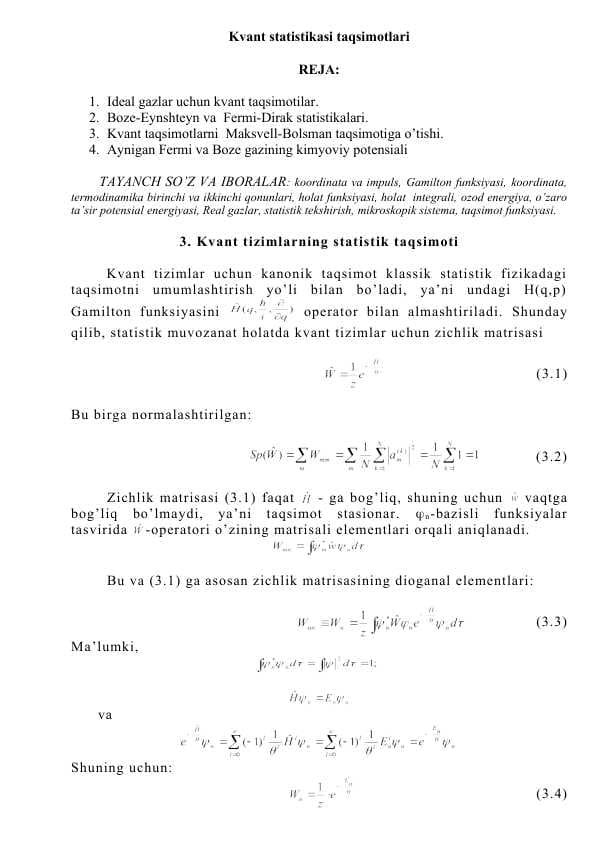 Kvant statistikasi taqsimotlari