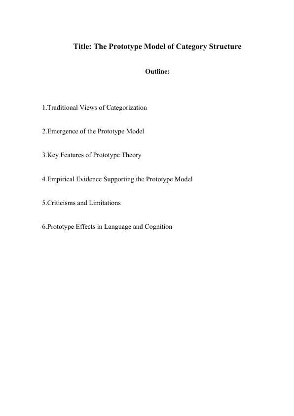 The Prototype Model of Category Structure