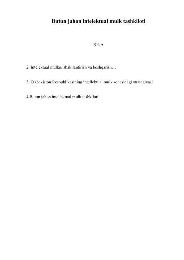 Butun jahon intelektual mulk tashkiloti