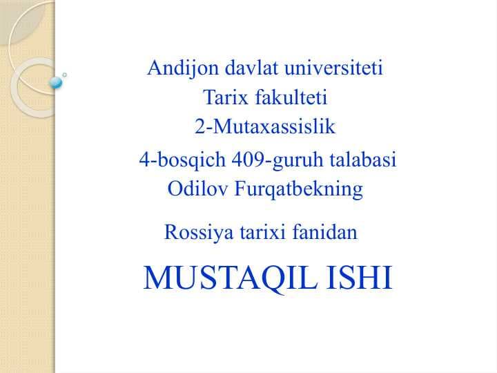 Odilov Furqat Rossiya  tarixi