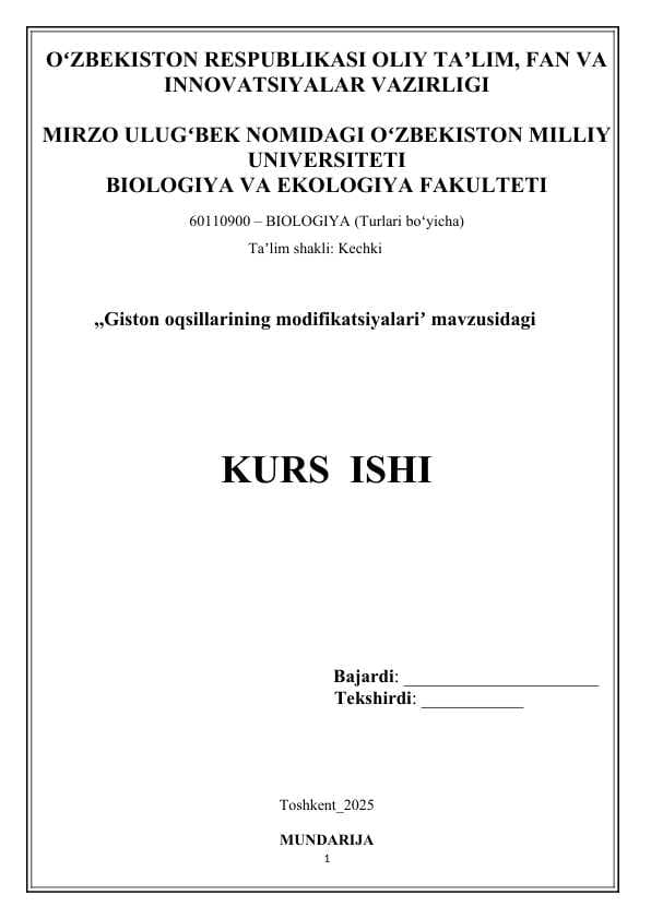 Giston oqsillarining modifikatsiyalari