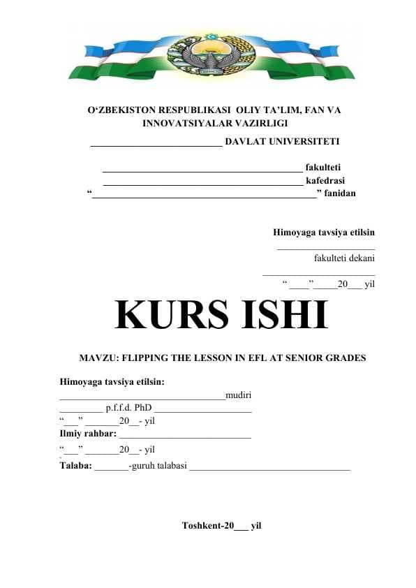 FLIPPING THE LESSON IN EFL AT SENIOR GRADES