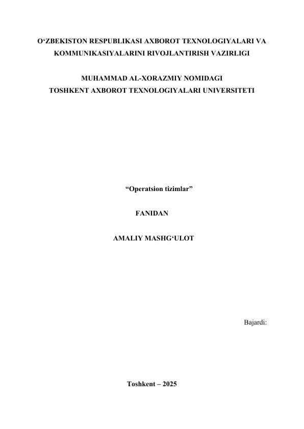 Operatsion tizimlar powersheldda buyruqlar amaliy ish