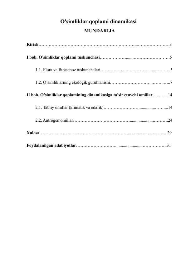 O'simliklar qoplami dinamikasi