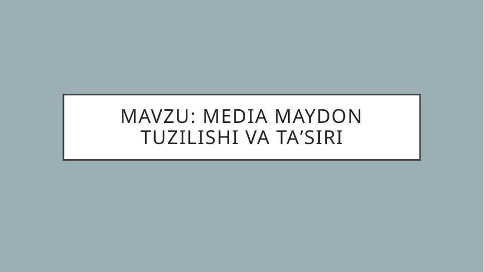 Media maydon tuzilishi va taʼsiri