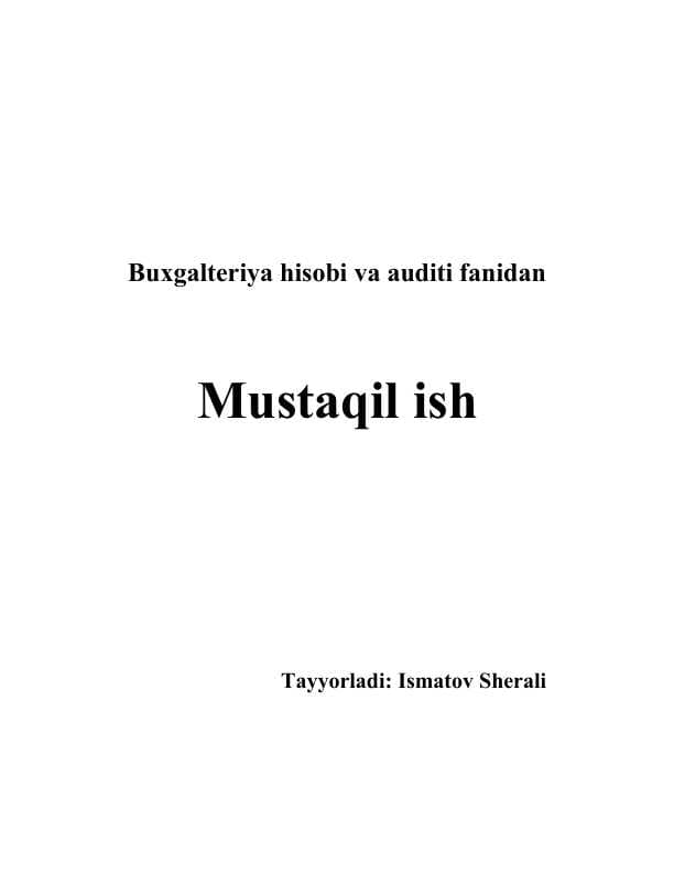 Buxgalteriya hisobi va auditi fanidan