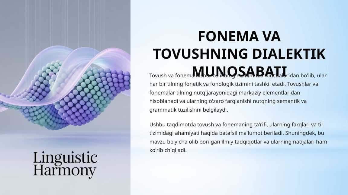 FONEMA VA TOVUSHNING DIALEKTIK MUNOSABATI