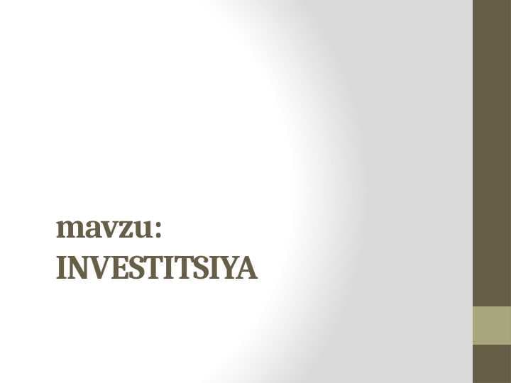 INVESTITSIYA