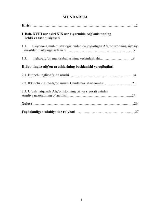 XVIII asr oxiri XIX asr 1-yarmida Afg’oniston