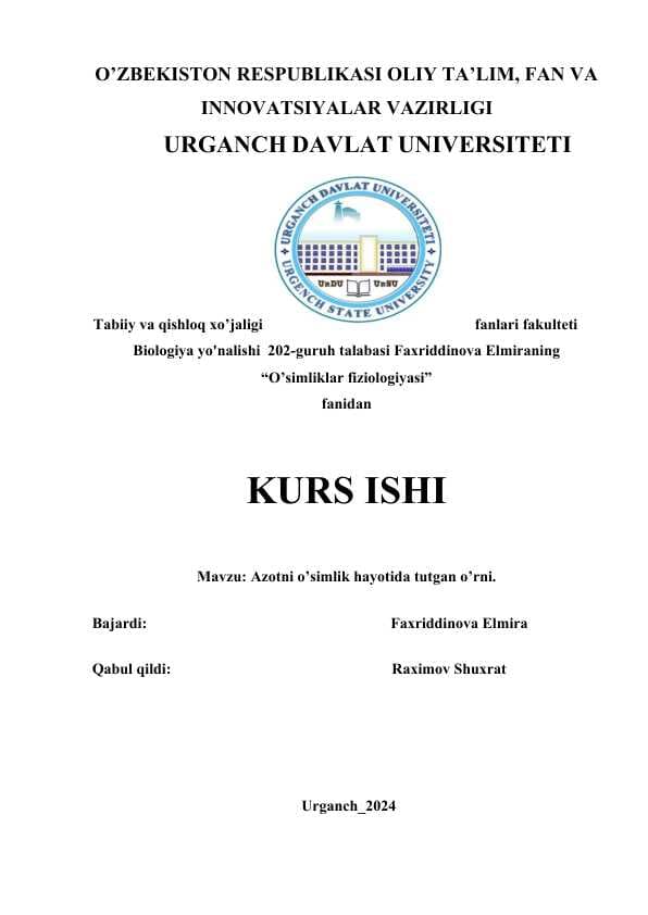 Azotni o’simlik hayotida tutgan o’rni..docx