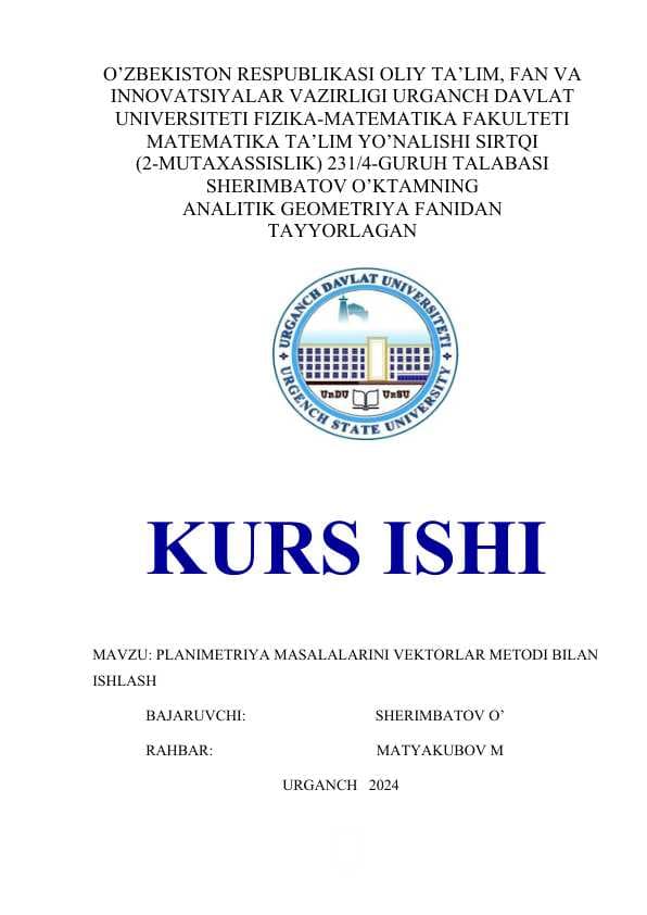 PLANIMETRIYA MASALALARINI VEKTORLAR METODI BILAN ISHLASH.docx