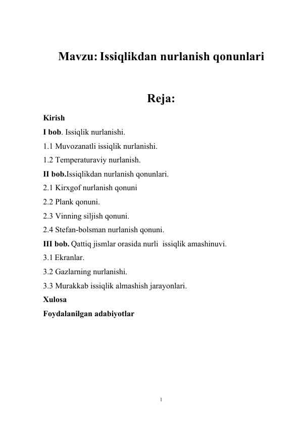 Issiqlikdan nurlanish qonunlari