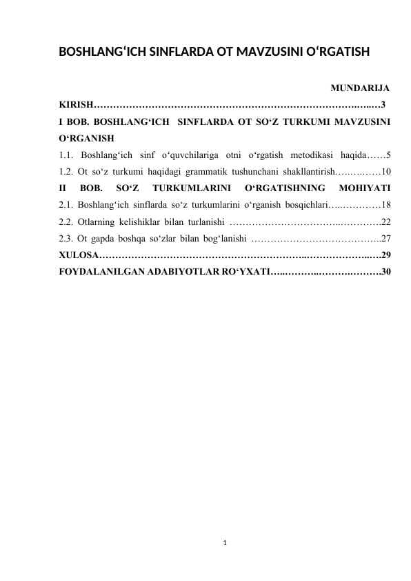 BOSHLANG‘ICH SINFLARDA OT MAVZUSINI O‘RGATISH