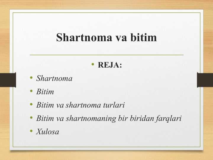 Shartnoma va bitim