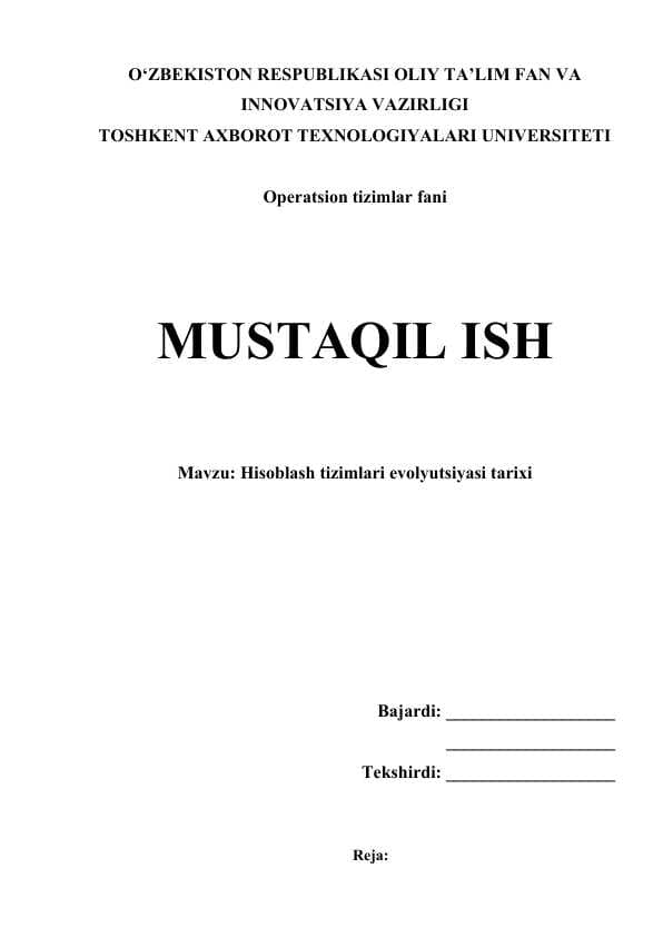 Hisoblash tizimlari evolyutsiyasi tarixi